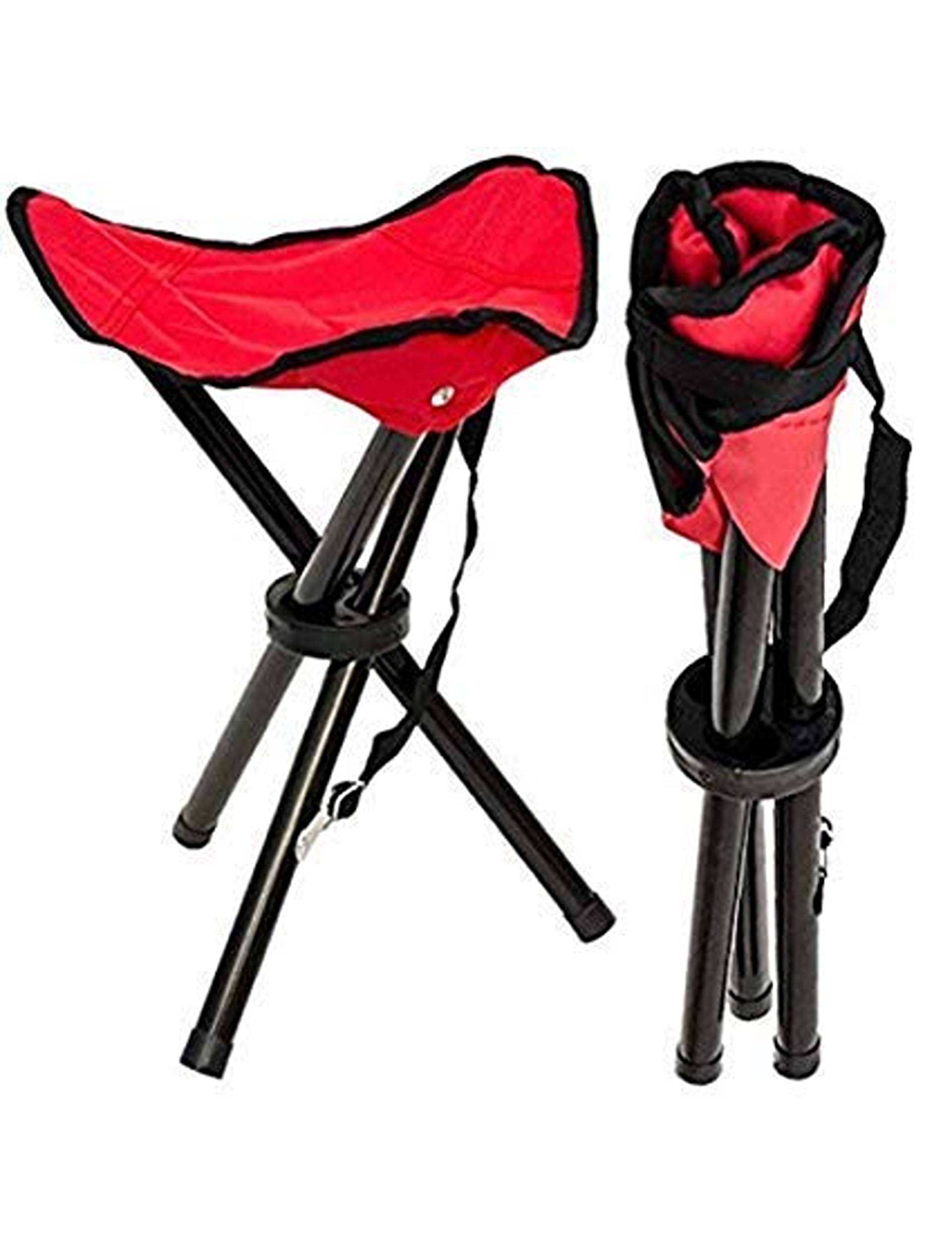 Geotrex Folding Tripod Stool : Portable Stool Three Legged Stool for Outdoor Camping, Trekking, Travels, Beaches (Red Color)
