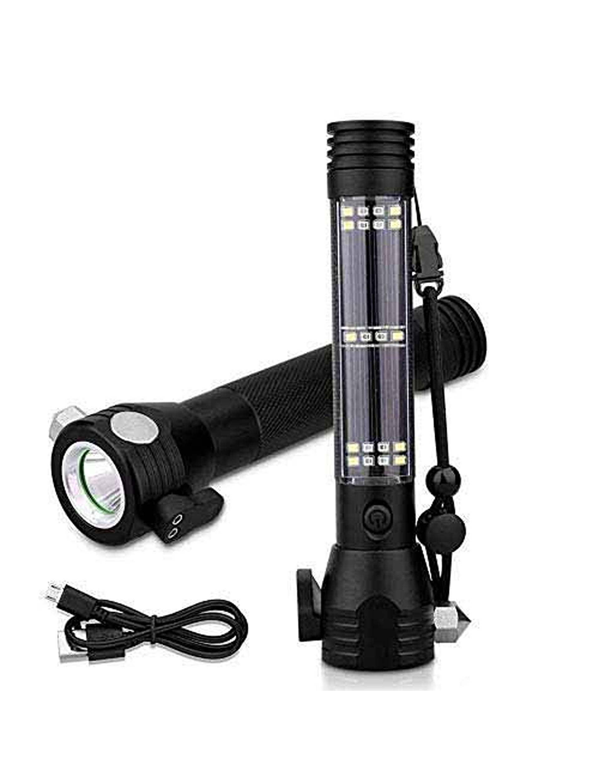 Dagali 7 Mode Torch Light High Power Long Distance with Power Bank/Rechargeable with Solar- Black