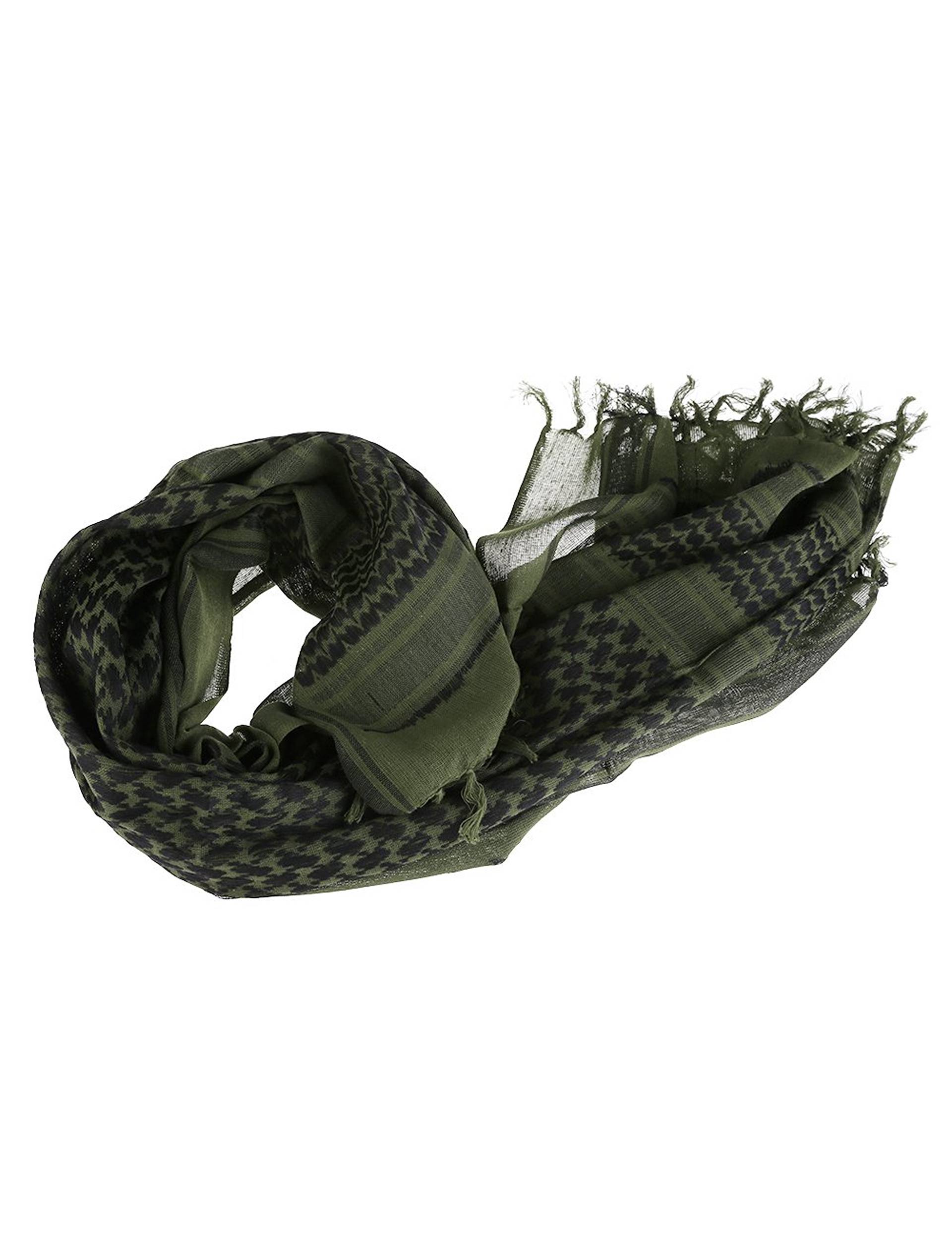 Slolvedi Men's Cotton Checked Army Military Tactical Arab Shemagh Keffiyeh Shawl Scarves Wrap ( Army Green )