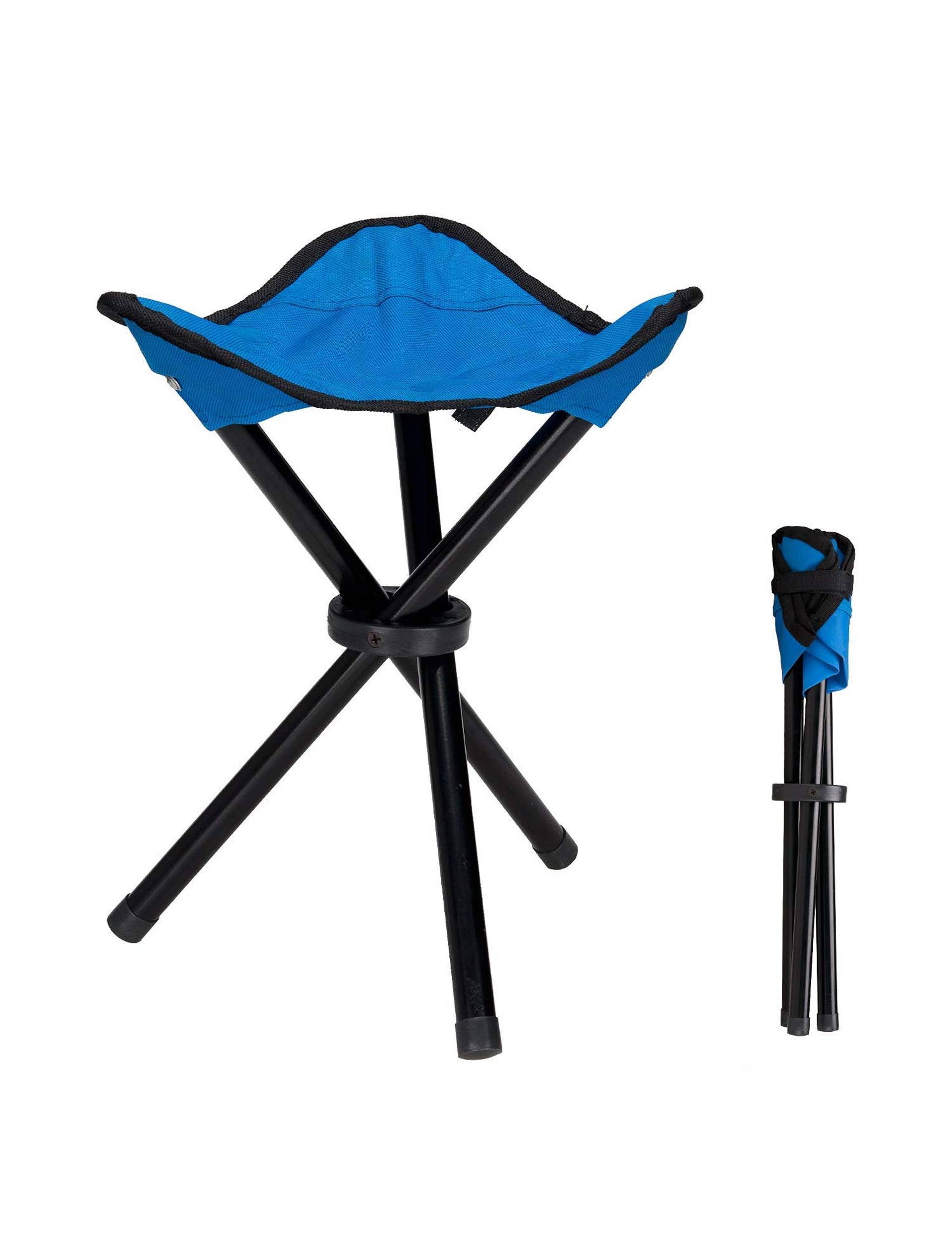 Geotrex Folding Tripod Stool : Portable Stool Three Legged Stool for Outdoor Camping, Trekking, Travels, Beaches (Blue Color)