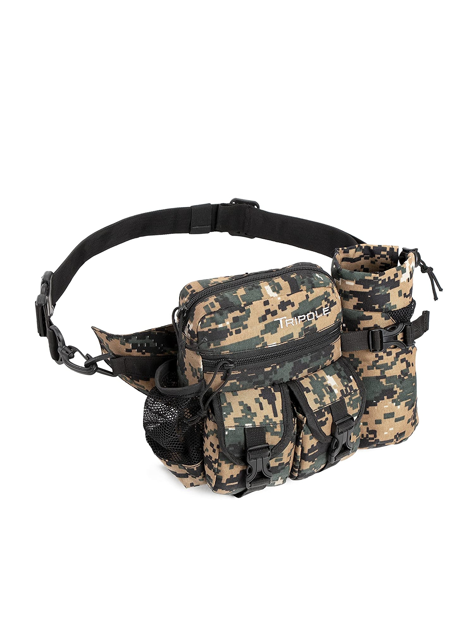 Tripole Polyester Detachable Bottle Holder Multi-Utility Waist and Sling Bag for Hiking, Cycling, and Backpacking (Multicolour)