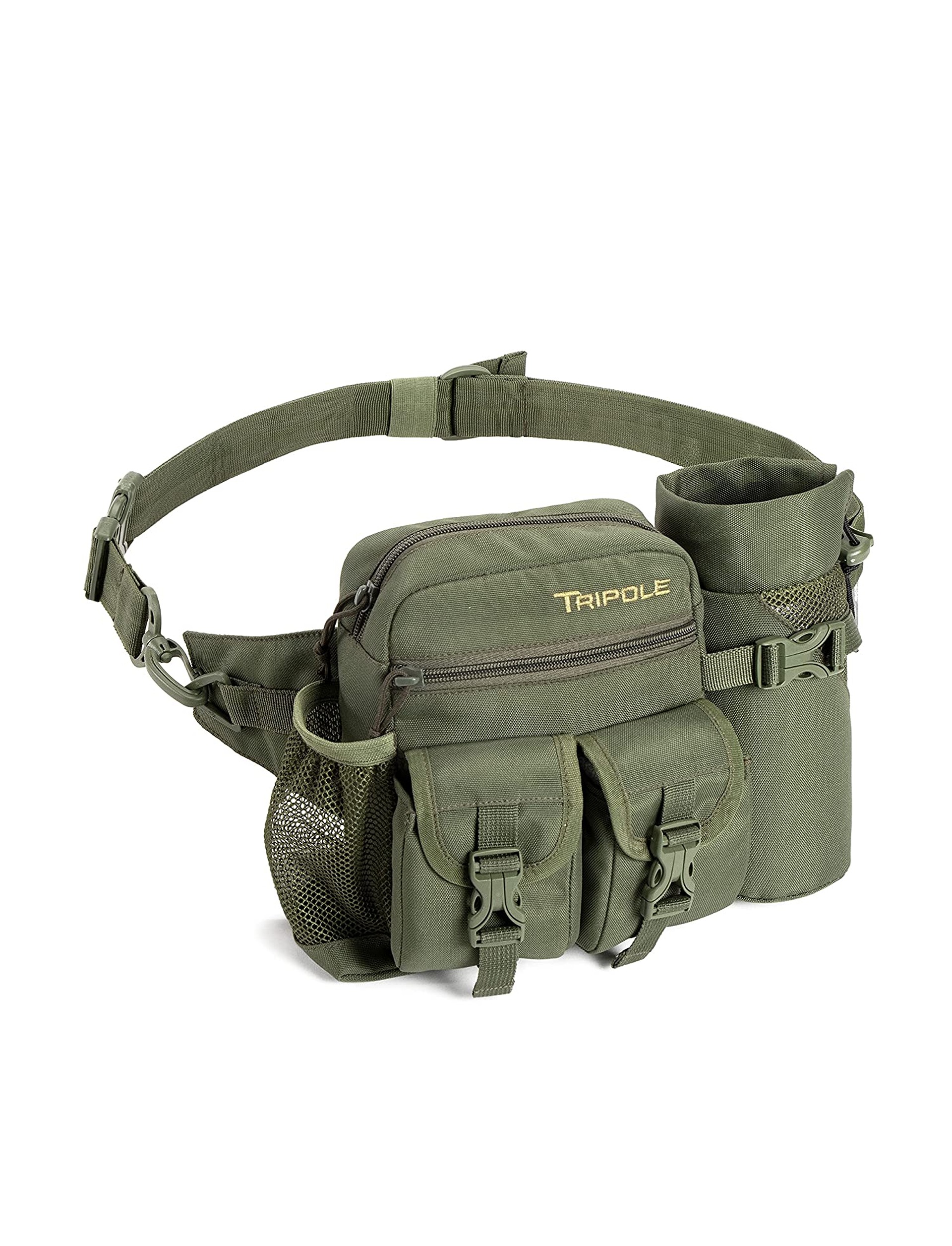 Tripole Polyester Multi-Utility Waist Pack and Sling Bag with Detachable Bottle Holder (Army Green)