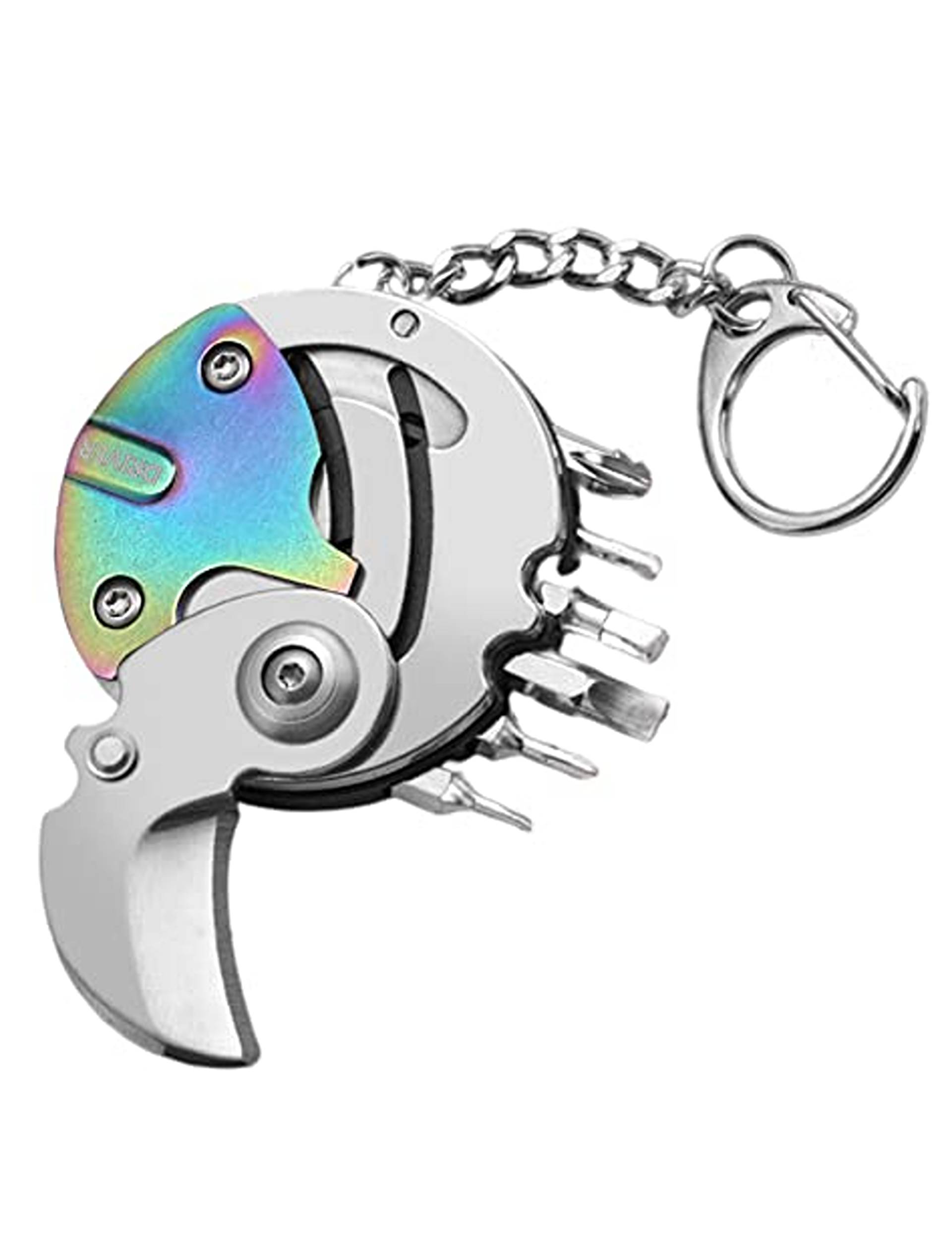 Supvox Multitool Screwdriver Keychain, Foldable 7 in 1 Screwdriver Tool