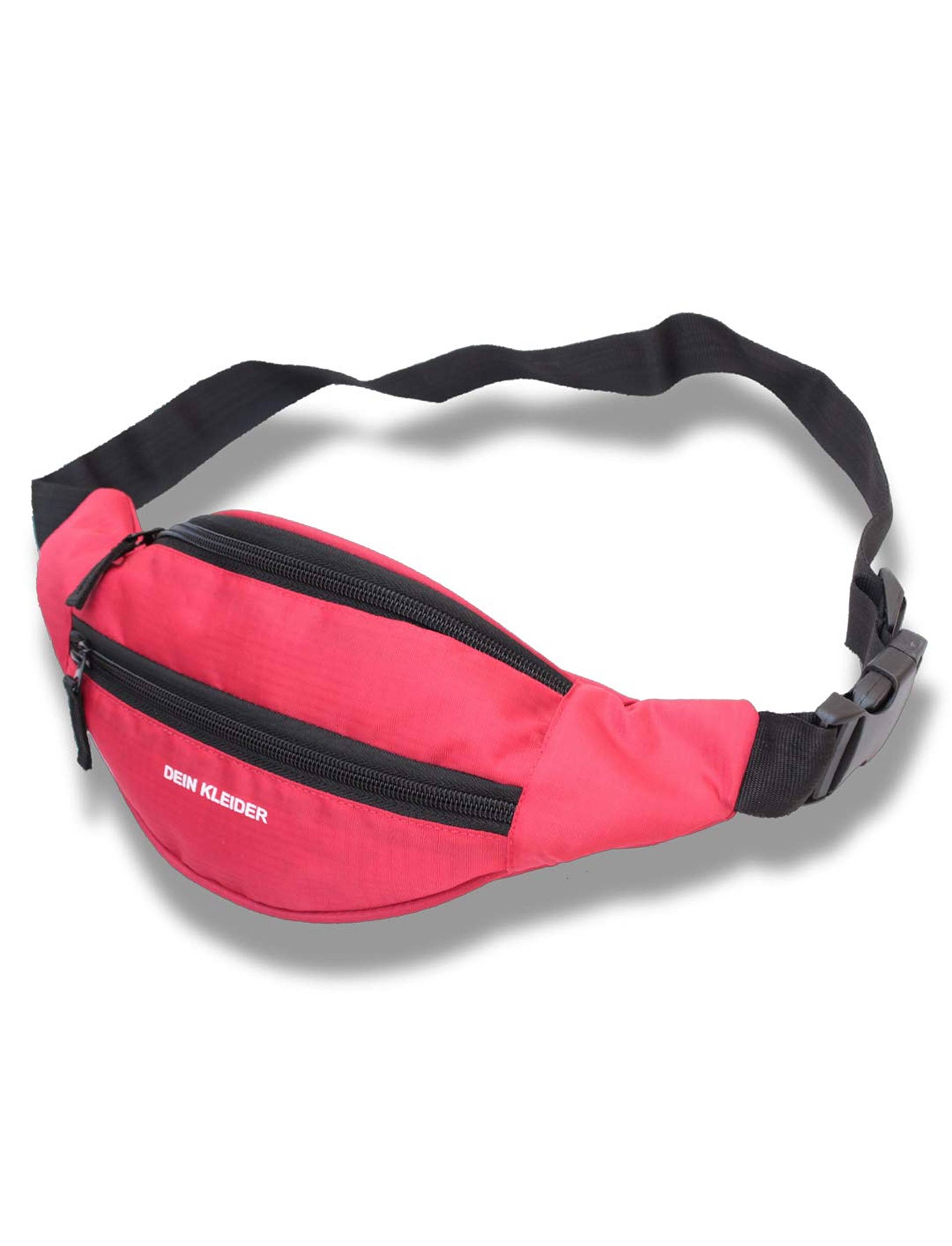 Dein Kleider Waist Pack Travel Handy Hiking Zip Pouch Document Money Phone Belt Sport Bag Bum Bag for Men and Women Nylon (Red)