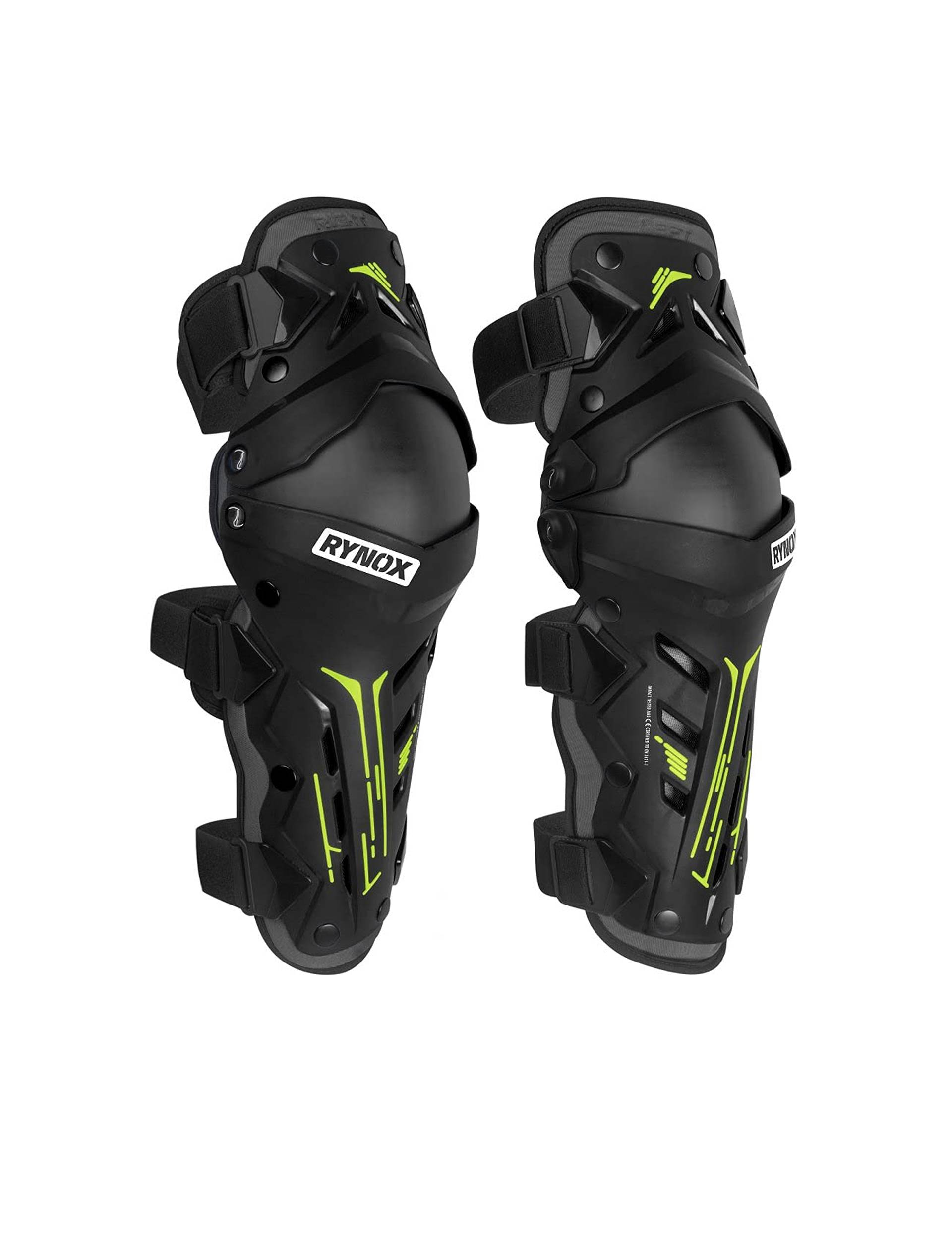 Rynox Bastion Bionic Knee Guards Hi-Viz Green